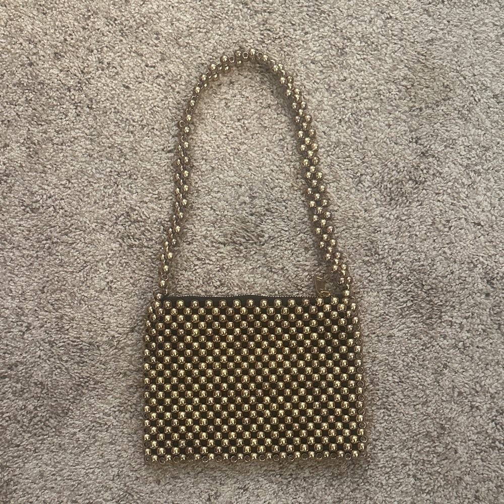Topshop Gold Beaded Shoulder Bag